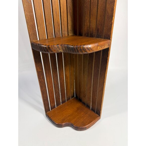 Wooden Corner Floating Wall Shelf 3 tier Heart Vintage Cottage Granny Core Wood - Picture 4 of 16